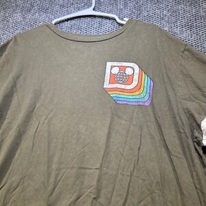 Disney Walt Disney World Retro Rainbow Logo Olive Green Jersey T-Shirt XL